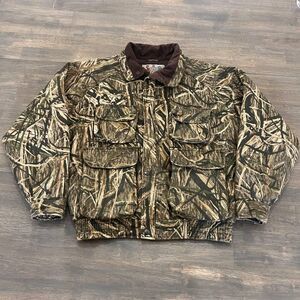 Vintage Herter's Mossy Oak Insulated Camo Hunting Bomber Jacket Men's Size Large